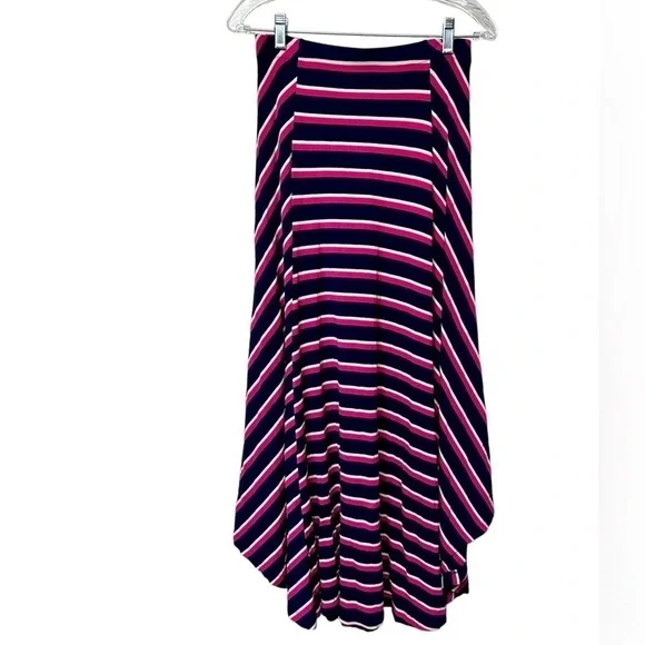 CHICO’S striped Pink/Blue Elastic waist pull on Maxi Skirt Size 0 4/6 US - Picture 1 of 10